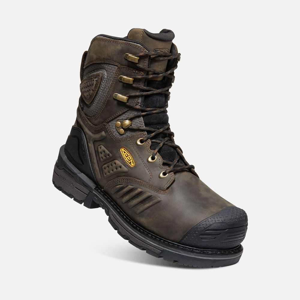 Botte de Travail Keen Homme Noir Marron | Philadelphia 8\" Waterproof (Carbon-Fiber Toe) | UVJAT-8603